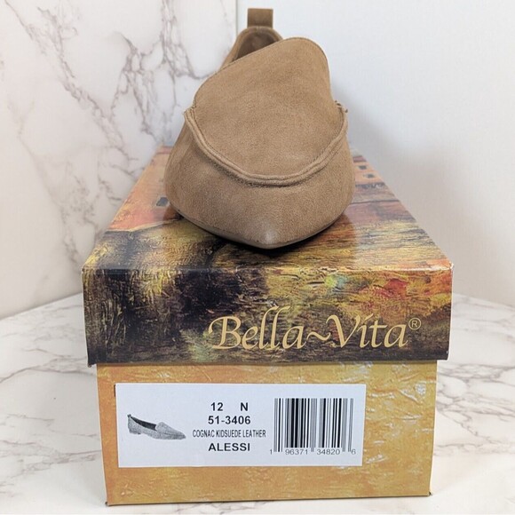 NEW Bella Vita Women's Alessi Flat Cognac Kid Suede Leather 12 Narrow 2A - Picture 11 of 13